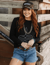 Load image into Gallery viewer, Black Boot Stitch Graphic Sweatshirt
