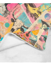 Load image into Gallery viewer, Pop Western Retro Cowgirl Collage Throw Blanket 60" x 80" Made in America
