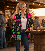 Load image into Gallery viewer, Baha Ranch The Last Roundup Western Blazer in Black
