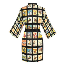 Load image into Gallery viewer, Vintage Cowboy Collage Satin Kimono Robe

