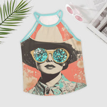 Load image into Gallery viewer, Baha Ranch Turquoise Cowgirl Retro Pop Western Tank Top

