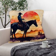 Load image into Gallery viewer, Watercolor Desert Cowboy Throw Pillow Case Made in America
