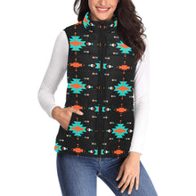 Load image into Gallery viewer, Turquoise Orange Aztec Women&#39;s Western Puffy Vest
