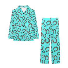 Load image into Gallery viewer, Turquoise Horseshoe Girl&#39;s Western Pajama Set
