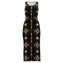 Load image into Gallery viewer, Black and Tan Aztec Bodycon Side Slit Western Maxi Dress
