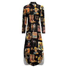 Load image into Gallery viewer, Vintage Cowboy Collage Western Duster Dress
