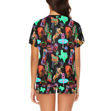 Load image into Gallery viewer, Vegas Neon Western Women&#39;s Short and Top Pajama Set
