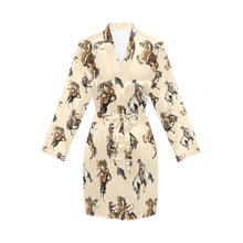 Load image into Gallery viewer, Vintage Cowgirl Women's Long Sleeve Belted Satin Feel Dressing Lounge Robe
