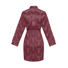 Load image into Gallery viewer, Burgandy Longhorn Women&#39;s Belted Satin Feel Dressing Lounge Robe
