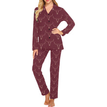 Load image into Gallery viewer, Burgandy Longhorn Women&#39;s Western Pajama Set
