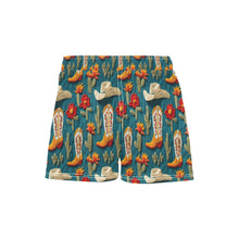 Load image into Gallery viewer, Women's Cactus Cowgirl Boot Beach Board Shorts
