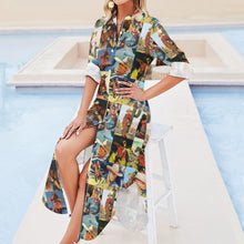 Load image into Gallery viewer, Cowboy Collage Western Shirt Dress Duster
