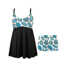 Load image into Gallery viewer, Turquoise Crazy Swim Dress &amp; Shorts Set
