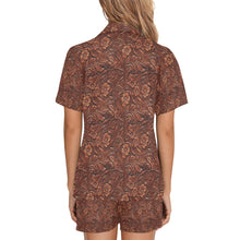 Load image into Gallery viewer, Leather Floral Print Women&#39;s Pajama Set
