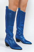 Load image into Gallery viewer, Blazing Boots - Blue or Silver -  Cowgirl Sparkle Holiday Western
