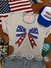 Load image into Gallery viewer, Americana Patriotic Bow Sequin Patch Tee
