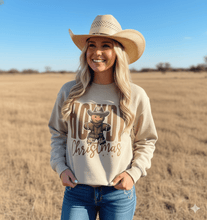 Load image into Gallery viewer, Cowboy Gingerbread Howdy Christmas Graphic Sweatshirt
