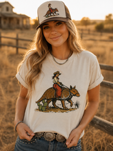 Load image into Gallery viewer, Cowboy Riding Armadillo Graphic Tee
