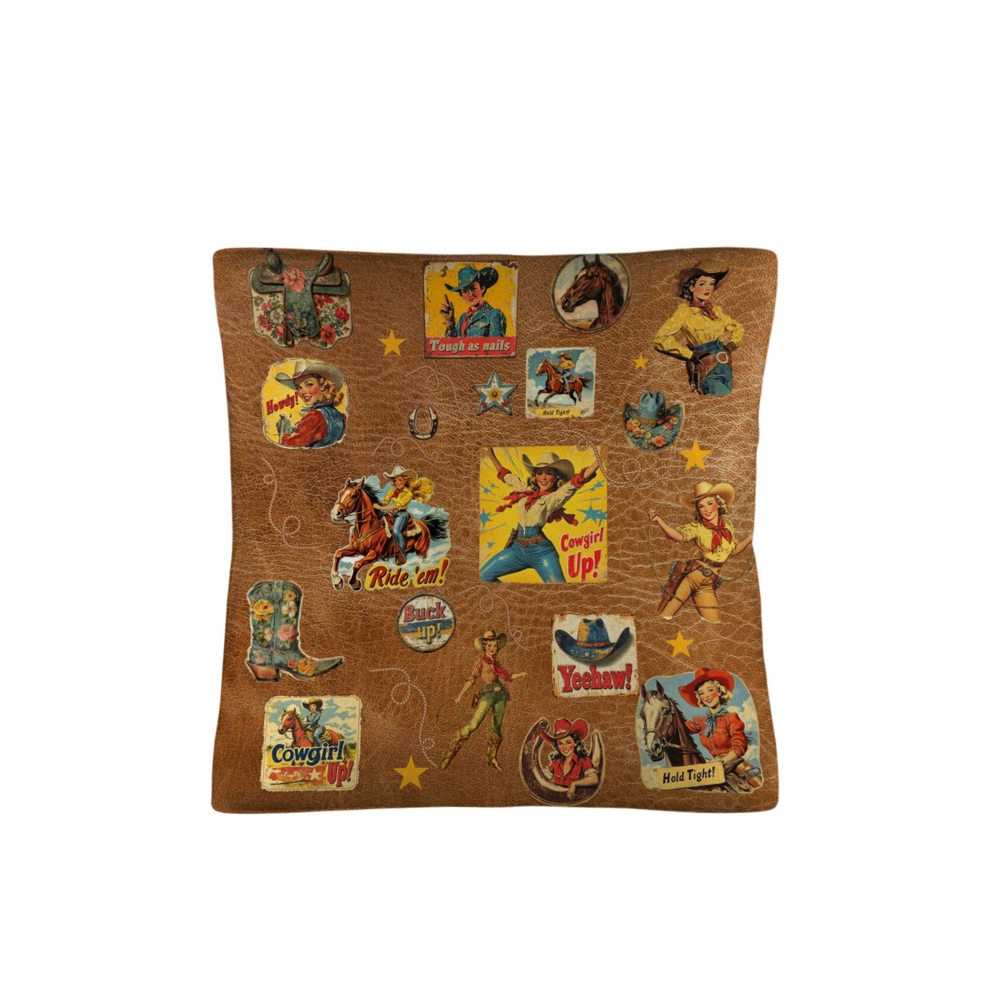 Vintage Collage Square Pillow Case 18x18 Made in America