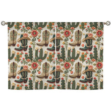 Load image into Gallery viewer, Cactus and Boots Curtains 28"x40" (2-Piece) Made in America
