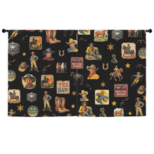 Load image into Gallery viewer, Vintage Cowboy Collage Western Curtains 52" x 63" Made in America
