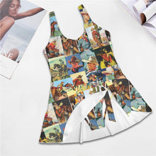 Load image into Gallery viewer, Vintage Cowboy Skirted Swimsuit
