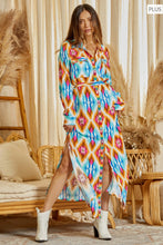Load image into Gallery viewer, Ruidoso Aztec Button Down Dress Duster Plus Size
