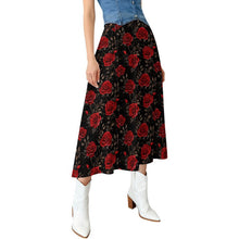 Load image into Gallery viewer, Colores de Mexico Romantic Red Roses Midi Skirt
