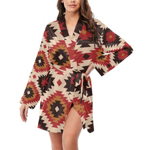 Load image into Gallery viewer, Santa Fe Aztec Women&#39;s Belted Satin Feel Dressing Lounge Robe
