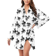 Load image into Gallery viewer, Rodeo Bronc Women&#39;s Long Sleeve Belted Satin Feel Dressing Lounge Robe
