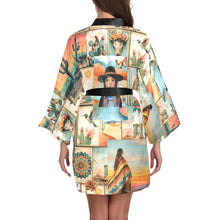 Load image into Gallery viewer, Colores de Mexico Pictures of the Southwest Satin Kimono Sleeve Robe
