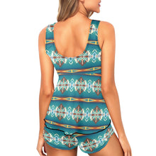 Load image into Gallery viewer, Teal Aztec Tankini &amp; Boy Shorts Swim Set

