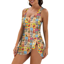 Load image into Gallery viewer, Vintage Rodeo Poster Skirted Swimsuit
