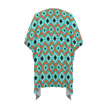 Load image into Gallery viewer, Turquoise Aztec Duster Kimono Coverup
