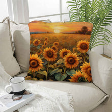Load image into Gallery viewer, Sunflower Field Throw Pillow Case Made in America
