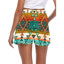 Load image into Gallery viewer, Women&#39;s Orange Aztec Beach Board Shorts
