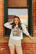 Load image into Gallery viewer, Cattle Tag Raw Hem Graphic Sweatshirt
