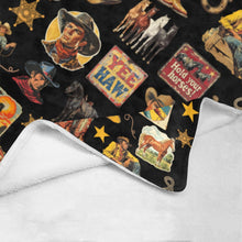 Load image into Gallery viewer, Vintage Cowboy Collage Western Micro Fleece Blanket 60" x 80" Made of America

