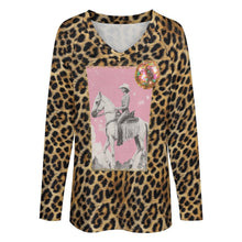 Load image into Gallery viewer, Baha Ranch Retro Pop Western Leopard Cowgirl Long Sleeve Top
