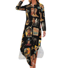 Load image into Gallery viewer, Vintage Cowboy Collage Western Long Sleeve Dress Duster
