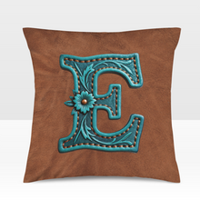 Load image into Gallery viewer, Baha Ranch Velvety Soft Western Tooled Initial Personalized Pillow Cover Made in America
