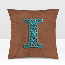 Load image into Gallery viewer, Baha Ranch Velvety Soft Western Tooled Initial Personalized Pillow Cover Made in America
