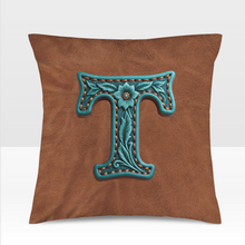 Load image into Gallery viewer, Baha Ranch Velvety Soft Western Tooled Initial Personalized Pillow Cover Made in America
