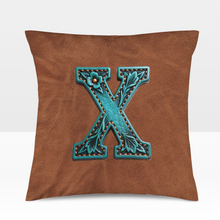 Load image into Gallery viewer, Baha Ranch Velvety Soft Western Tooled Initial Personalized Pillow Cover Made in America

