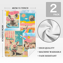 Load image into Gallery viewer, Baha Ranch Sunshine Piggy Set of 2 (same) Kitchen Towels Made in America
