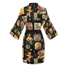 Load image into Gallery viewer, Vintage Cowgirl College Satin Kimono Robe
