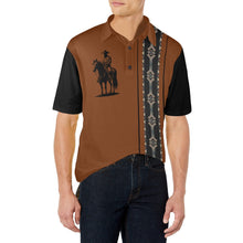 Load image into Gallery viewer, Baha Ranch Brown Aztec Cowboy Western Polo Shirt
