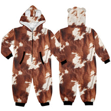 Load image into Gallery viewer, Cow Print Young Kids Pajama Hooded Onesie
