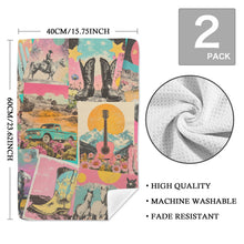 Load image into Gallery viewer, Retro Pop Western set of 2 Kitchen Dish Towels Made in America
