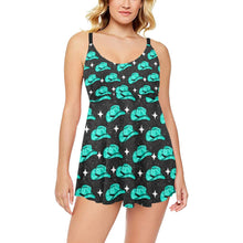 Load image into Gallery viewer, Turquoise Hat Swim Dress &amp; Shorts Set
